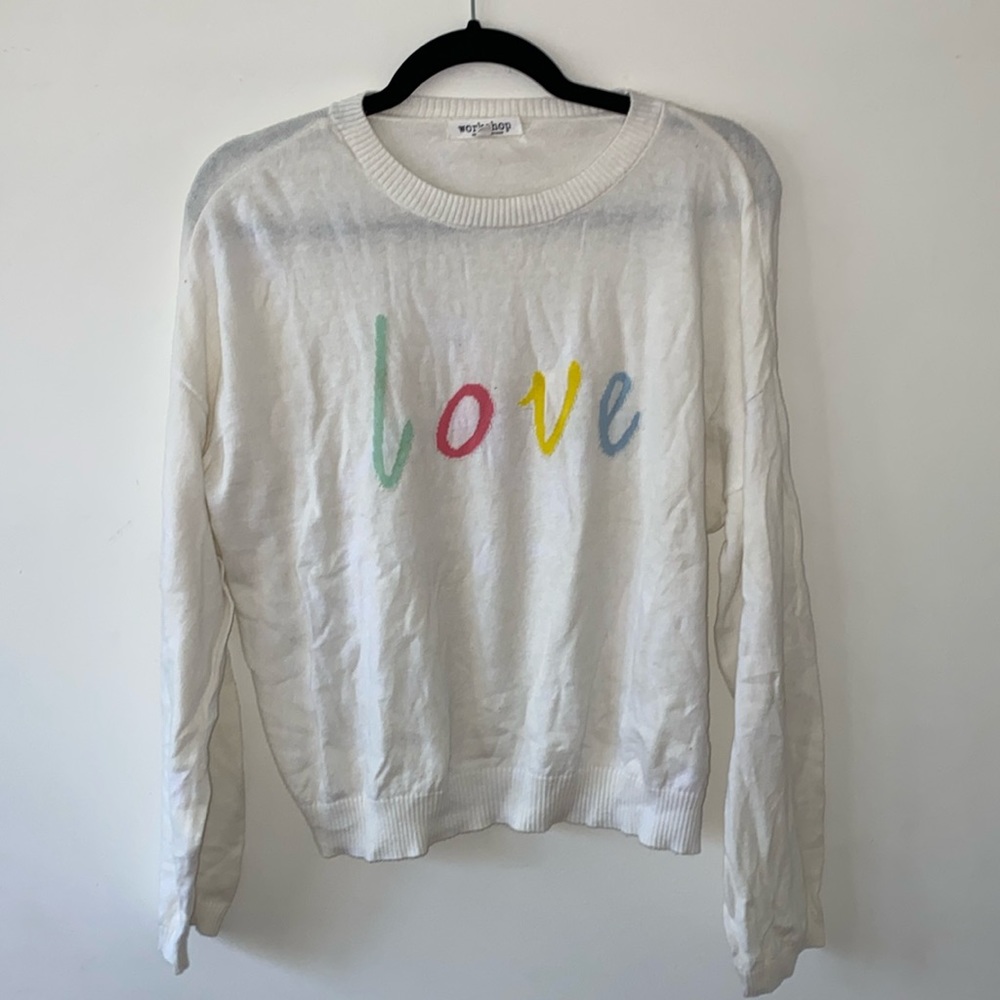 Workshop Republic Clothing LOVE long sleeve white sweater